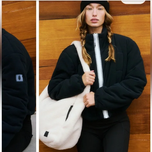 Free People Renegade Fleece Puffer. Black. Size Large. NWT - Picture 2 of 13